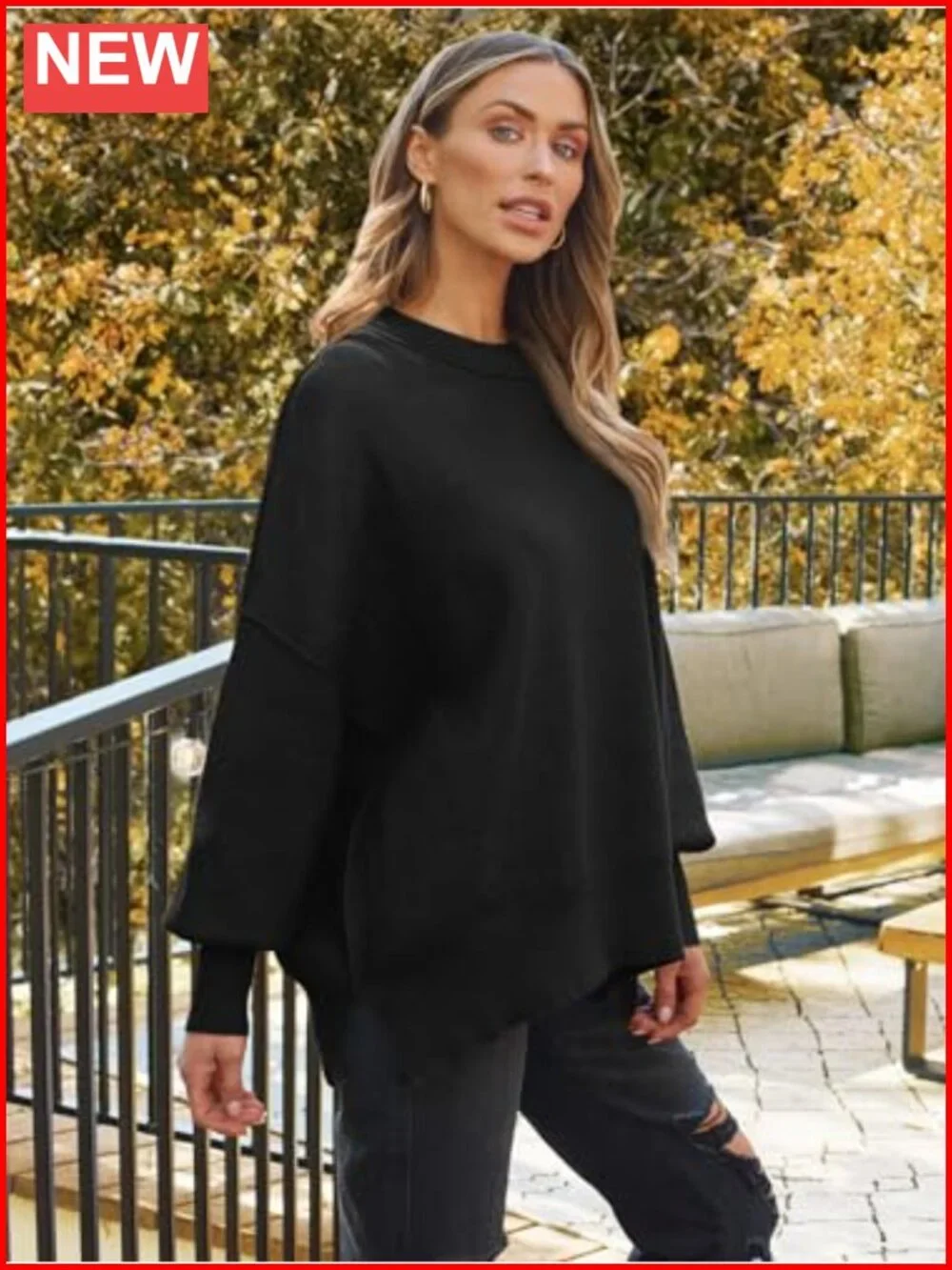 Oversized Crewneck Long Sleeve Pullover Sweater Tunic Fall Winter